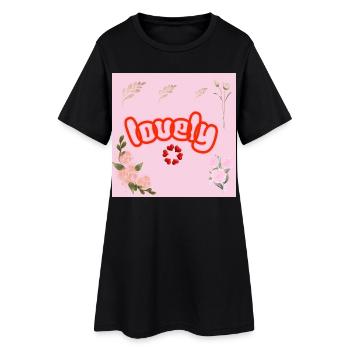 Lucky Neon Floral on Pink - Women’s T-Shirt Dress - black - Front