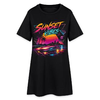 Sunset Vibes 80s Neon Design - Women’s T-Shirt Dress - black - Front