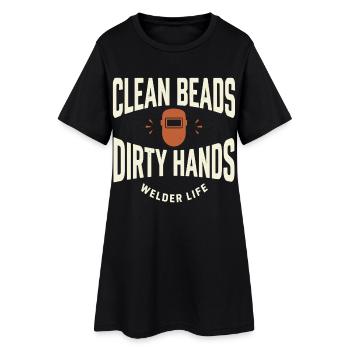 Clean Beads Dirty Hands Welder Life - Frauen T-Shirt-Kleid - Schwarz - Vorne