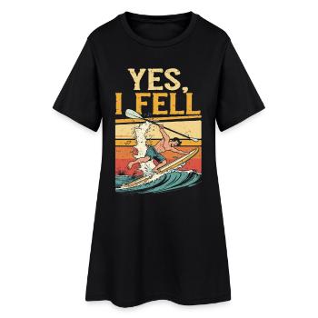Stand Up Paddle Yes I Fell - Frauen T-Shirt-Kleid - Schwarz - Vorne