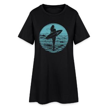 Surfer Retro Vintage Sunset Beach - Women’s T-Shirt Dress - black - Front