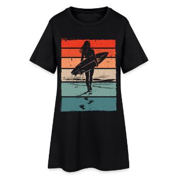 Surfer Retro Vintage Sunset Beach - Women’s T-Shirt Dress - black - Front