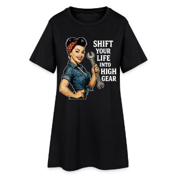 Pin-up vintage Workshop : mode de vie High Gear - Robe T-shirt Femme - noir - Devant
