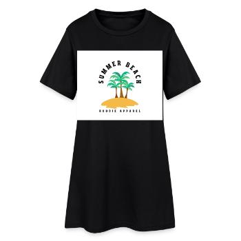 Sommerstrand Palmeninsel Hoodie - Frauen T-Shirt-Kleid - Schwarz - Vorne