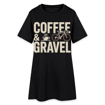 Coffee & Gravel – Gravelbike Lifestyle Shirt - Frauen T-Shirt-Kleid - Schwarz - Vorne