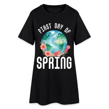 Premier jour du printemps Joyeuses Pâques Ostara Eostre - Robe T-shirt Femme - noir - Devant