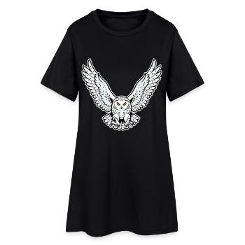 Snowy Owl Flying Attack Pet Owl - Women’s T-Shirt Dress - black - Front