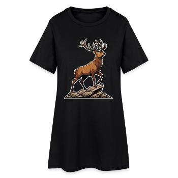 Cerf Majestueux Forêt Logo Mascotte Stag - Robe T-shirt Femme - noir - Devant
