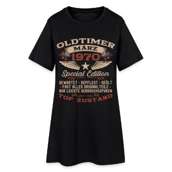 Cadeau d’anniversaire 56 : Mari Voiture Vintage Mars 1970 - Robe T-shirt Femme - noir - Devant