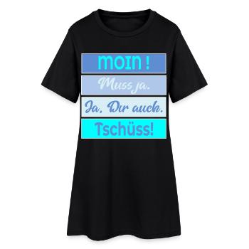Plauderei Moin Tschüss - Frauen T-Shirt-Kleid - Schwarz - Vorne