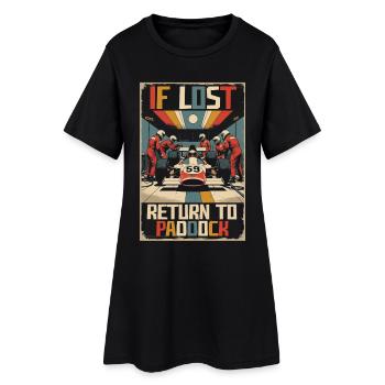 Course automobile : Sport automobile : Retour au paddock en cas de perte - Robe T-shirt Femme - noir - Devant