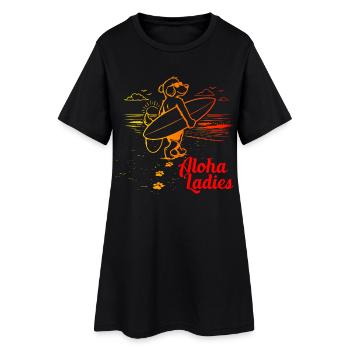 Aloha Ladies Surfer Dog style hawaïen - Robe T-shirt Femme - noir - Devant