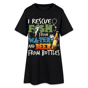 Poisson sauvé Bière Pêche Boisson Pêcheur Pêcheur - Robe T-shirt Femme - noir - Devant