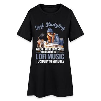 Lofi-Mix-Liebhaber Lofi Hip-Hop-Fan Studiere Musik Entspann dich - Frauen T-Shirt-Kleid - Schwarz - Vorne