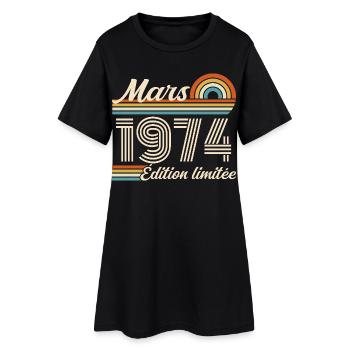 52e Cadeau d’anniversaire - Né en mars 1974 - Robe T-shirt Femme - noir - Devant