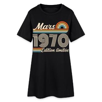 56e Cadeau d’anniversaire - Né en mars 1970 - Robe T-shirt Femme - noir - Devant