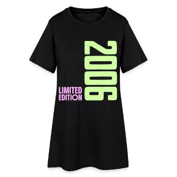 2006 Limitierte Edition Neon Y2K Design - Frauen T-Shirt-Kleid - Schwarz - Vorne