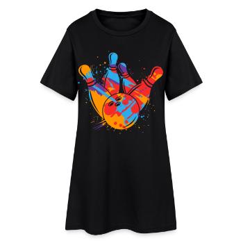 Bowler Enfants colorés Hommes Garçons Bowling - Robe T-shirt Femme - noir - Devant