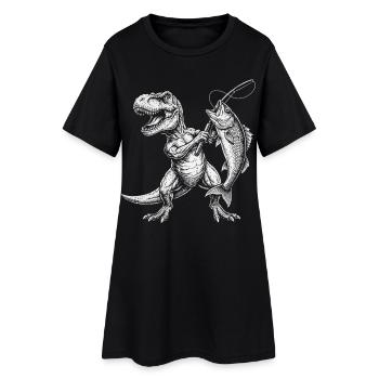 Pêcheur, pêcheur, dinosaure, garçons, pêcheur masculin - Robe T-shirt Femme - noir - Devant