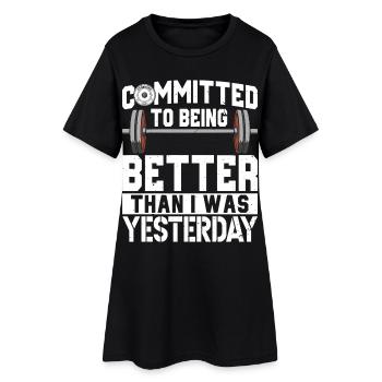 Engagierter Fitness-studio-liebhaber, Der Das - Frauen T-Shirt-Kleid - Schwarz - Vorne