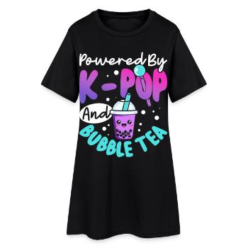 Propulsé par le bubble tea K-pop - Robe T-shirt Femme - noir - Devant