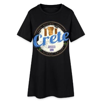Île de Crète en Grèce : souvenir rétro vintage - Robe T-shirt Femme - noir - Devant