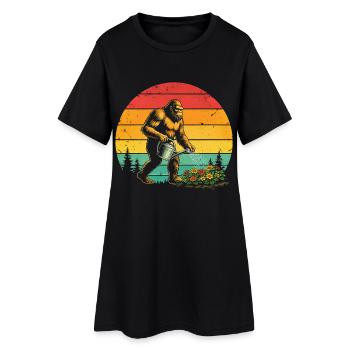 Fleurs de jardin Drôle de Big Foot Gardener - Robe T-shirt Femme - noir - Devant