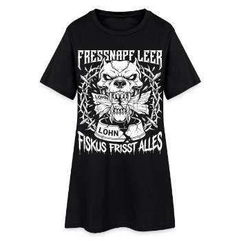 Fressnapf Leer, Fiskus Frisst Alles - Frauen T-Shirt-Kleid - Schwarz - Vorne