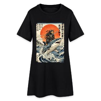Ninja Cat, Japanese Warrior & Fighter, Shark - Women’s T-Shirt Dress - black - Front