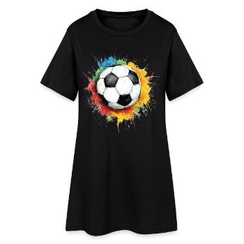 Ballon de football aquarelle - Robe T-shirt Femme - noir - Devant