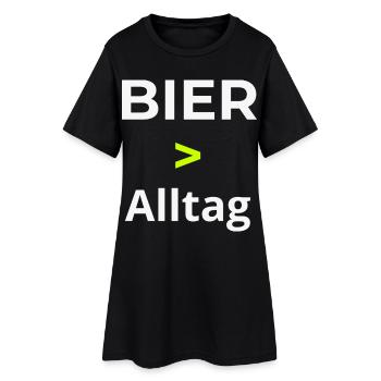 Bier > Alltag Shirt – Lustiges Frühlingsfest Bier  - Frauen T-Shirt-Kleid - Schwarz - Vorne
