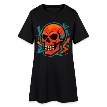 Motif coloré de street art en forme de crâne - Robe T-shirt Femme - noir - Devant
