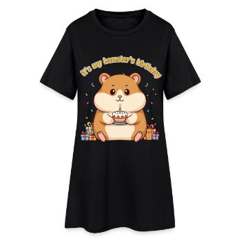 Gâteau d’anniversaire drôle de hamster - Robe T-shirt Femme - noir - Devant