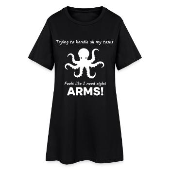 Lustiger Oktopus Stress Büro - Frauen T-Shirt-Kleid - Schwarz - Vorne