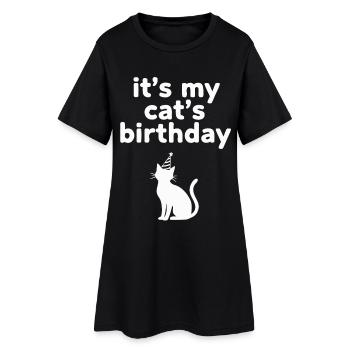 Chapeau drôle de fête d’anniversaire de chat - Robe T-shirt Femme - noir - Devant
