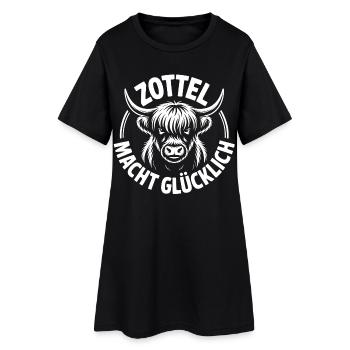Highlands Zottel macht glücklich - Frauen T-Shirt-Kleid - Schwarz - Vorne