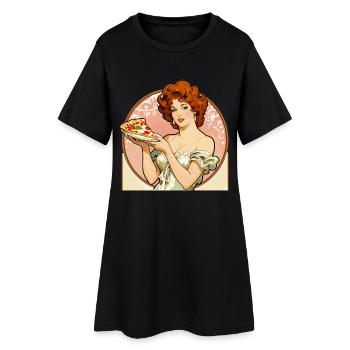 Pizza-Girl vintage Pin-Up dans le style Art nouveau - Robe T-shirt Femme - noir - Devant