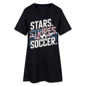 Stars Stripes Soccer – USA Fußball Fan - Frauen T-Shirt-Kleid - Schwarz - Vorne