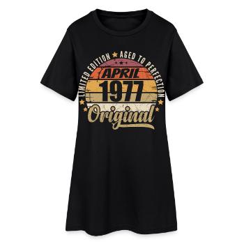 Cadeau D'anniversaire Avril 1977 - Robe T-shirt Femme - noir - Devant