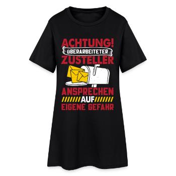 Facteur ATTENTION LIVREUR SURMENÉ - Robe T-shirt Femme - noir - Devant