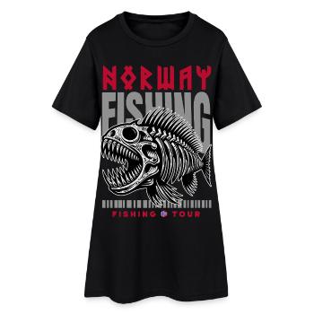 Voyage de pêche en Norvège - Robe T-shirt Femme - noir - Devant