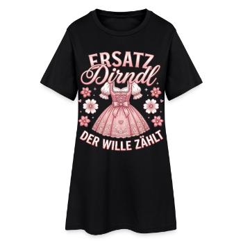 Trachten T-Shirt Damen Trachtenshirt Dirndl Shirt - Frauen T-Shirt-Kleid - Schwarz - Vorne
