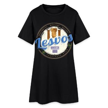 Lesvos Island in Greece Retro Holiday Souvenir - Women’s T-Shirt Dress - black - Front