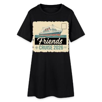 Friends Kreuzfahrt 2026 Vintage - Frauen T-Shirt-Kleid - Schwarz - Vorne