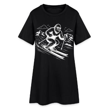 Skieurs Sasquatch Bigfoot en montagne - Robe T-shirt Femme - noir - Devant