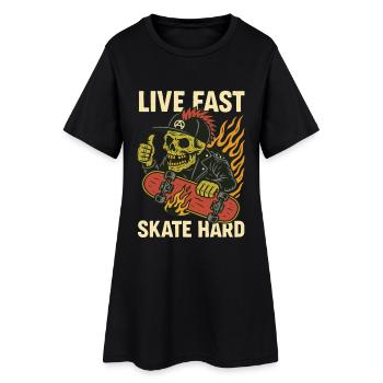 Live Quick Skate Hard Skull - Women’s T-Shirt Dress - black - Front