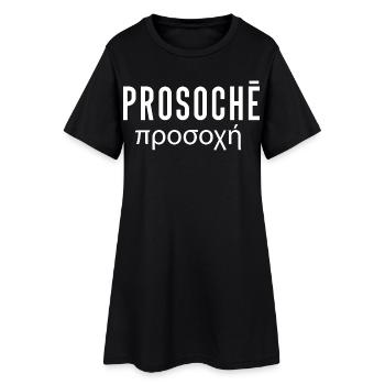 Prosoche - Frauen T-Shirt-Kleid - Schwarz - Vorne
