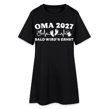 Oma 2027 Bald wird's ernst Schwangerschaft - Frauen T-Shirt-Kleid - Schwarz - Vorne