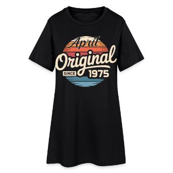 Né en avril 1975 - 51e anniversaire avril 1975 - Robe T-shirt Femme - noir - Devant