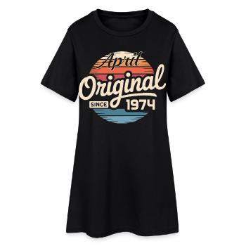 Né en avril 1974 - 52e anniversaire avril 1974 - Robe T-shirt Femme - noir - Devant